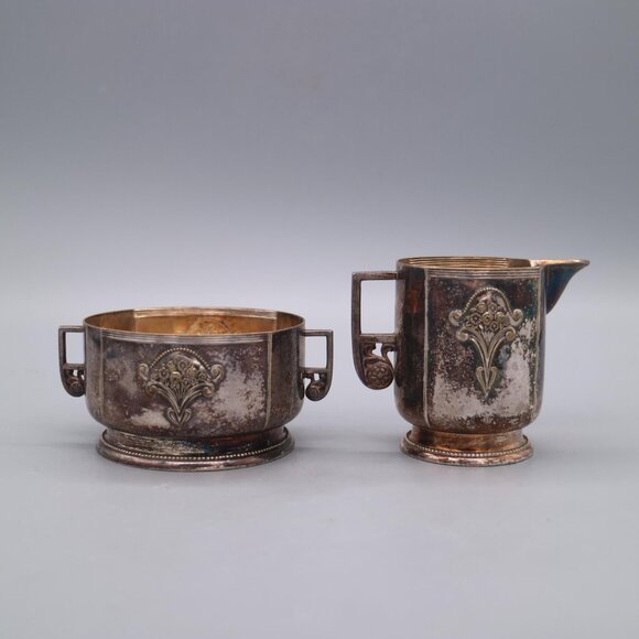 Beautiful Antique Silver Plated Cream & Sugar Set | Marked WMF EP - Picture 4 of 8